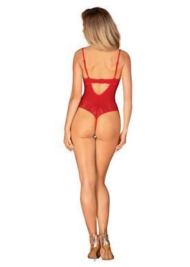 Боді з доступом Obsessive Ingridia crotchless teddy XL/2XL, червоне, відкриті груди SO9027 фото