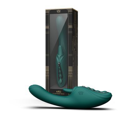 Смарт-вібратор Zalo Ares Turquoise Green, підігрів, 3 мотори, язичок для клітора, стимуляція точки G SX2693 фото