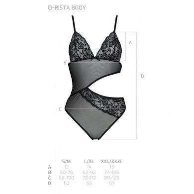 Боді з ажурним ліфом Passion CHRISTA BODY L/XL, black SO5753 фото