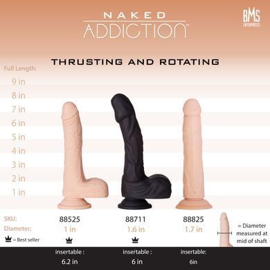 Фалоімітатор з ротацією та пульсацією Naked ADDICTION 8&Prime; Rotating & Thrusting Dong - Vanilla SX3928 фото