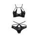 Комплект белья NAVEL SET black XXL/XXXL - Passion Exclusive: трусики и лиф с элементами под латекс PS24903 фото 5