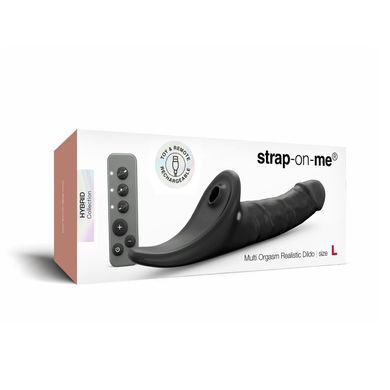 Вібронасадка для страпону з вакуумною стимуляцією Strap-On-Me Multi Orgasm Realistic Dildo L Black SX4038 фото