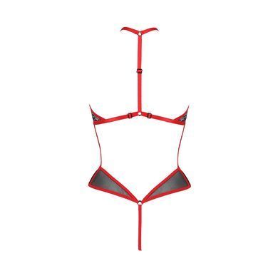 Сітчасте боді з мереживом на грудях Passion SATARA BODY XXL/XXXL red SO8474 фото