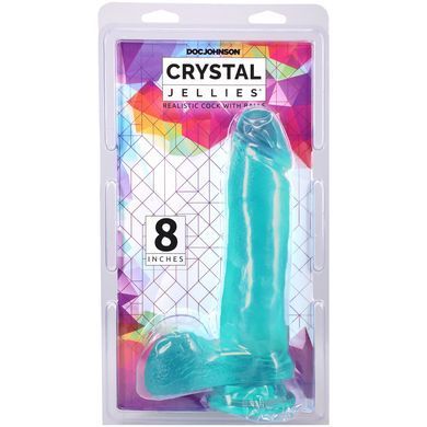 Фалоімітатор Doc Johnson Crystal Jellies - 8 Inch Realistic Cock with Balls- Teal SX4424 фото