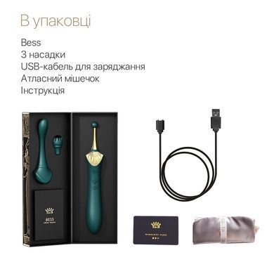 Вагинально-клиторальный вибратор Zalo &mdash; Bess Turquoise Green, многофункциональный с насадками SO6652 фото