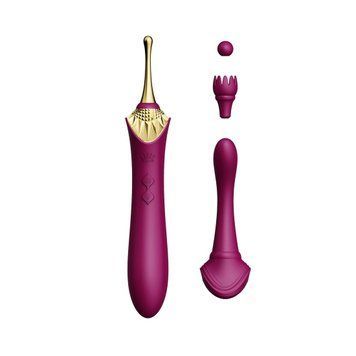 Вагінально-кліторальний вібратор Zalo &mdash; Bess Velvet Purple, мультифункціональний із насадками SO6653 фото