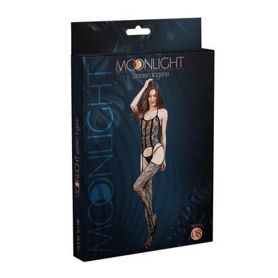 Бодистокинг с доступом Moonlight Model 08 Black, имитация корсета и чулок на подвязках SO6341 фото