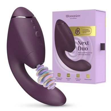 Подвійний вакуумний кліторальний стимулятор з вібрацією Womanizer Next Duo - Dark Purple SX3867 фото