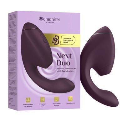 Подвійний вакуумний кліторальний стимулятор з вібрацією Womanizer Next Duo - Dark Purple SX3867 фото