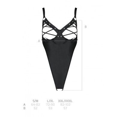Боди из экокожи Celine Body black L/XL &mdash; Passion: с доступом, открытый SO6403 фото