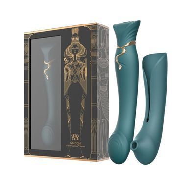 Смартвибратор 3в1 Zalo &mdash; Queen Jewel Green, пульсирующая жемчужина и вакуум, кристалл Swarovski SO6663 фото
