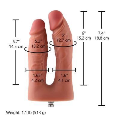 Подвійний фалоімітатор для секс-машин Hismith Silicone Double Penetrator Dildo, система KlicLok SX4008 фото