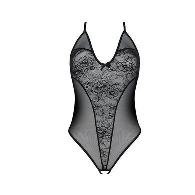 Боди с ажурным декором и открытым шагом Ursula Body black XXL/XXXL &mdash; Passion SO5831 фото