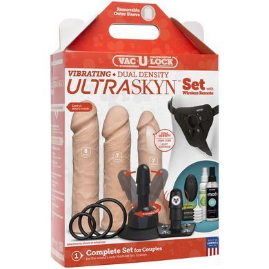Набор для страпона Doc Johnson Vac-U-Lock VIBRATING Dual Density ULTRASKYN Set SO6916 фото