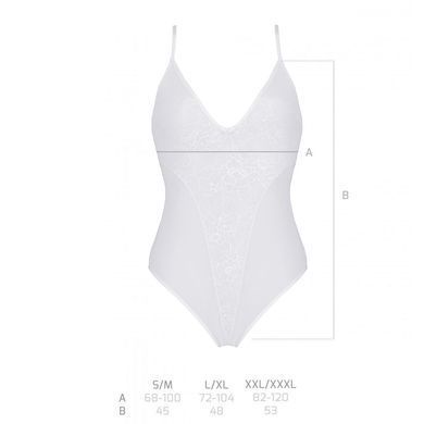 Боди с ажурным декором и открытым шагом Ursula Body white L/XL &mdash; Passion SO5832 фото