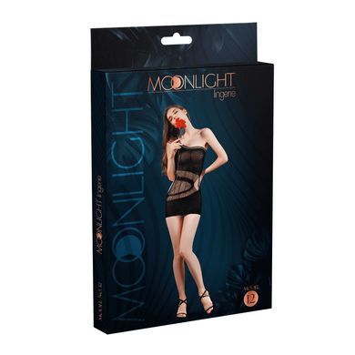 Мини-платье на одно плечо Moonlight Model 12 Black, вертикальная бахрома SO6345 фото